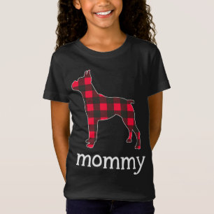 Red Kariert Mommy Boxer Dog Weihnachtslieder Famil T-Shirt