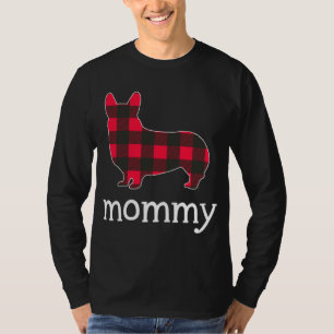 Red Kariert Mommy Corgi Christmas Matching Family T-Shirt