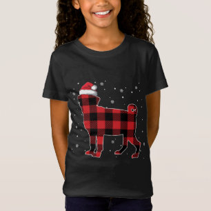 Red Kariert Mops Weihnachten Weihnachtsmannmütze P T-Shirt