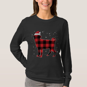 Red Kariert Mops Weihnachten Weihnachtsmannmütze P T-Shirt