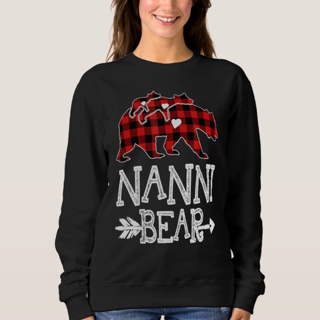 Red Kariert Nanni Bear Two Cub Matching Buffalo Pa Sweatshirt (Vorderseite)
