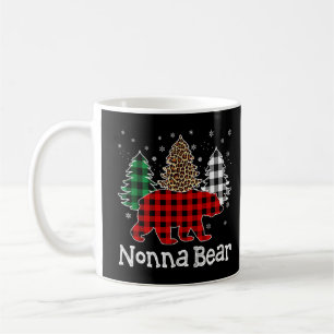 Red Kariert Nonna Bear Bär Weihnachtsbaum Leopard Kaffeetasse