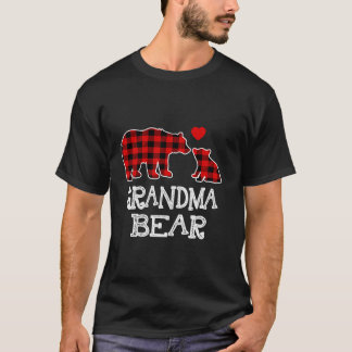 Red Kariert Oma Bär Buffalo Christmas Pajama Fa T-Shirt