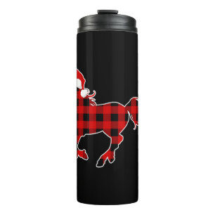 Red Kariert Pajama Horse Weihnachtsmannmütze Weihn Thermosbecher