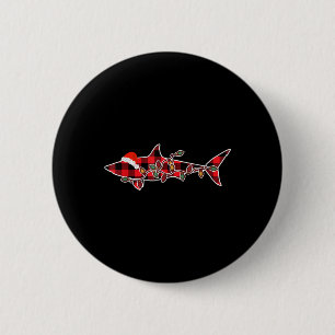 Red Kariert Pajama Shark Weihnachtsmannmütze Weihn Button