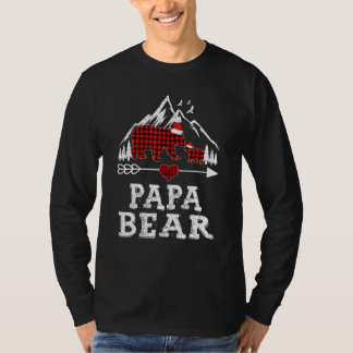 Red Kariert Papa Bear Matching Pajama Family T-Shirt