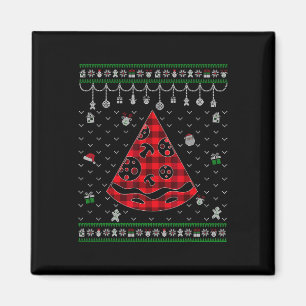Red Kariert Pizza Lover Fun Ugge Weihnachten Magnet