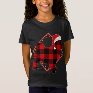 Red Kariert Pomsky Dog Weihnachten Pajamas Familie T-Shirt