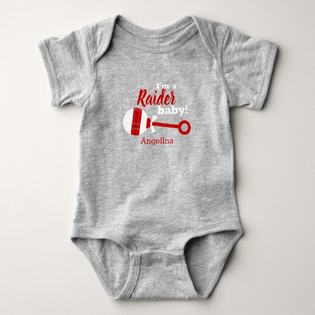 Red Kariert Rattle Raider Baby Bodysuit Strampler (Vorderseite)