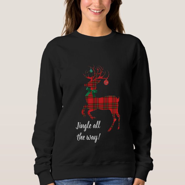 Red Kariert Rentier (Jingle!) Sweatshirt (Vorderseite)