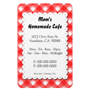 Red Kariert Restaurant Advertising Template Magnet