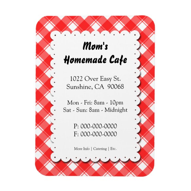 Red Kariert Restaurant Business Magazin Magnet (Vertikal)