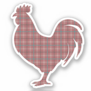 Red Kariert Rooster Aufkleber