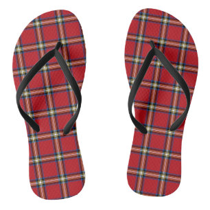 Red Kariert, Royal Stewart Tartan Flip Flops