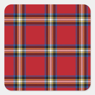 Red Kariert, Royal Stewart Tartan Quadratischer Aufkleber