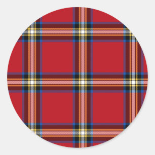 Red Kariert, Royal Stewart Tartan Runder Aufkleber