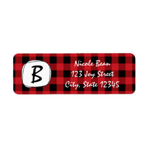 Red Kariert Rustic Frame Holiday Address Labels