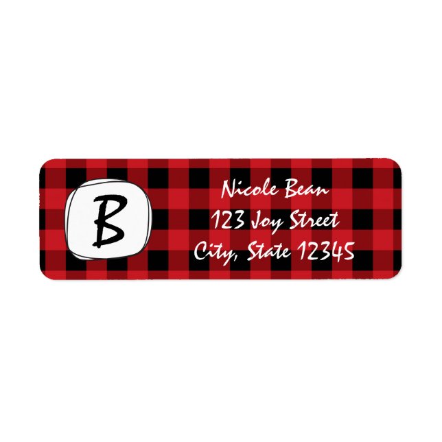 Red Kariert Rustic Frame Holiday Address Labels (Vorne)