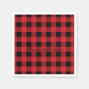 Red Kariert Rustikal Country Holiday Weihnachten N Serviette