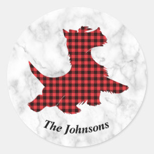 Red Kariert Scottie Stickers Custom