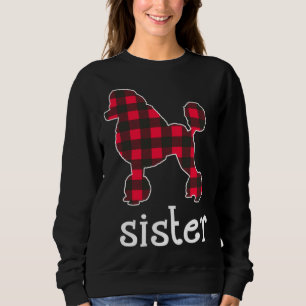 Red Kariert Sister Poodle Christmas Matching Famil Sweatshirt
