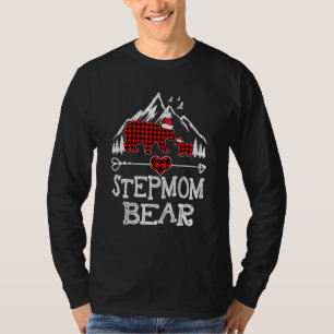 Red Kariert StepMom Bear Matching Pajama Family T-Shirt