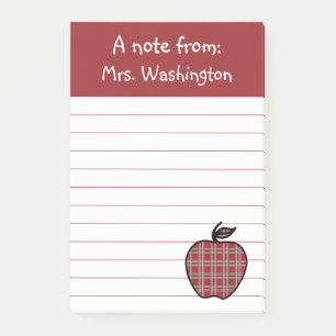 Red Kariert Teacher's Apple Post Notizen