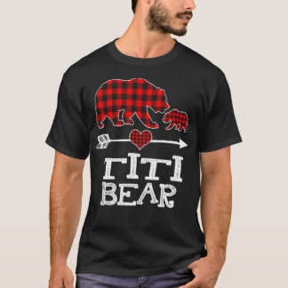Red Kariert Titi Bear One Cub Matching Buffalo Paj T-Shirt