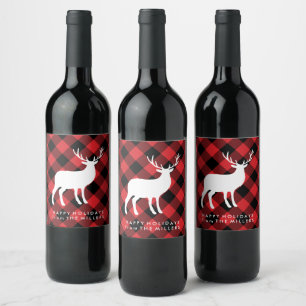 Red Kariert und White Stag   Urlaub Weinetikett