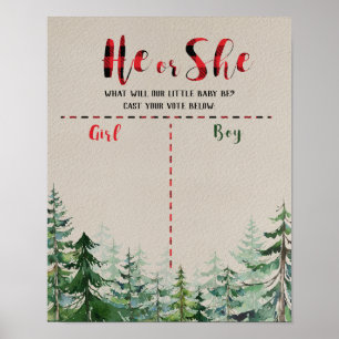 Red Kariert Wood Lumberjack Voting Board Poster