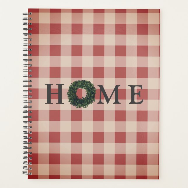 Red Kariert ZUHAUSE Script Gingham Country Planer (Vorderseite)