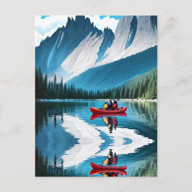 Red Kayak | Familie Kayaking zusammen Postkarte (Vorderseite)