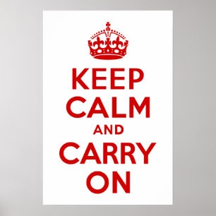 Red Keep Calm and Carry On Poster