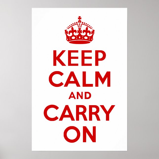 Red Keep Calm and Carry On Poster (Vorne)