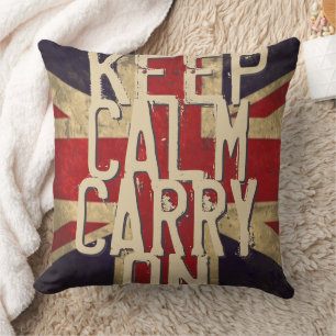 Red KEEP CALM UND Carry on UK Pillow Kissen
