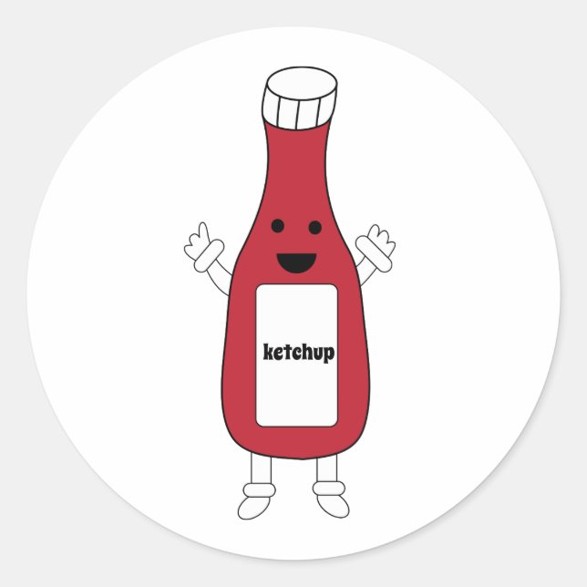 Red Ketchup Flasche Kawaii Niedlich Personalisiere Runder Aufkleber (Vorderseite)