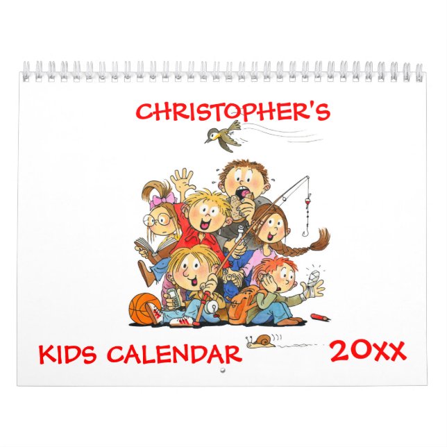 Red Kids Calendar - Funny Calendar for Kids Kalender (Titelbild)