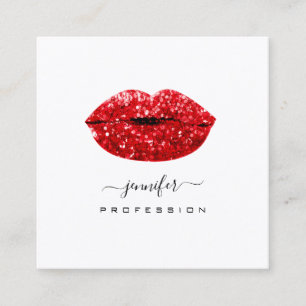 Red KISS LIPS Makeust Künstler White Social Media Quadratische Visitenkarte