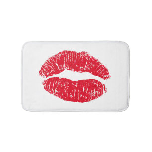 Red Kissing Lips Badematte
