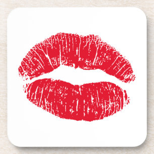Red Kissing Lips Getränkeuntersetzer