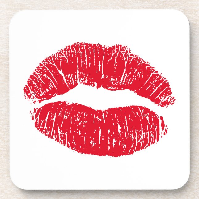 Red Kissing Lips Getränkeuntersetzer (Vorderseite)