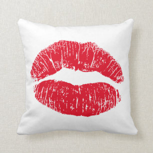 Red Kissing Lips Kissen