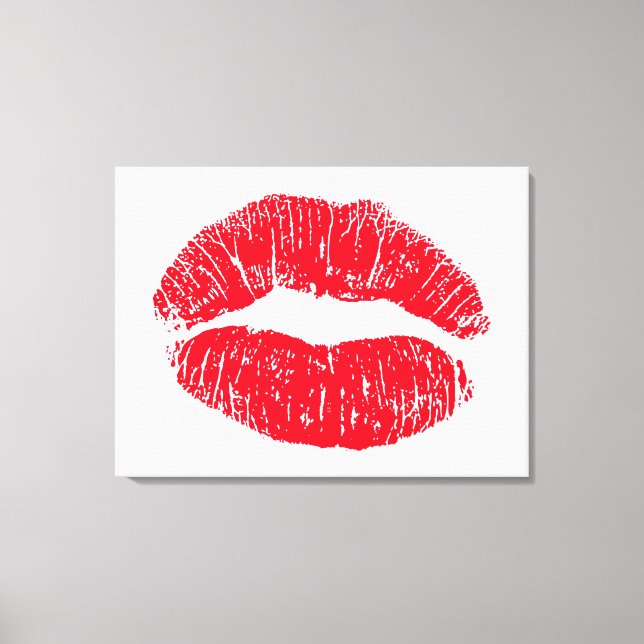 Red Kissing Lips Leinwanddruck (Vorderseite)