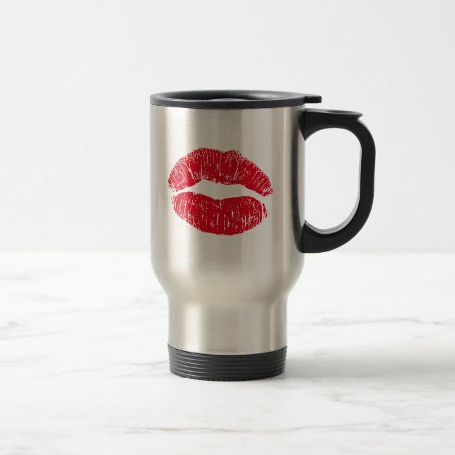 Red Kissing Lips Reisebecher (Rechts)