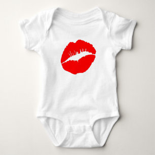 Red Kissy Lips Baby Strampler