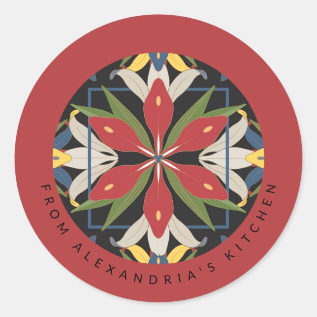 Red Kitchen Tile Design | Aus der Küche von Runder Aufkleber (Vorderseite)