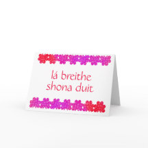 Red Kleeblatt Irish Birthday Card