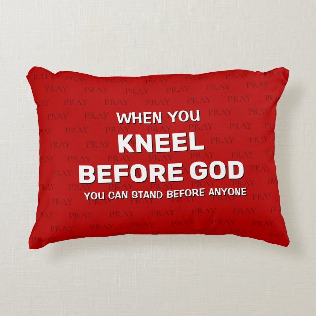 Red KNEEL VOR GOTTES Gebet Accent Kissen (Vorderseite)