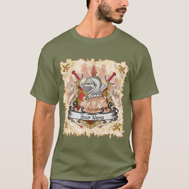 Red Knight Familienwappen Nachname T-Shirt (Vorderseite)