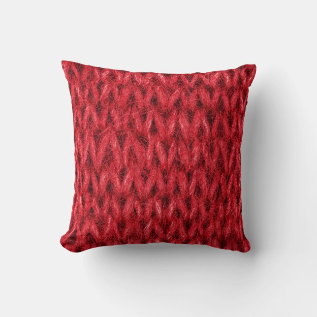 Red knitting wool texture background. kissen (Vorderseite)